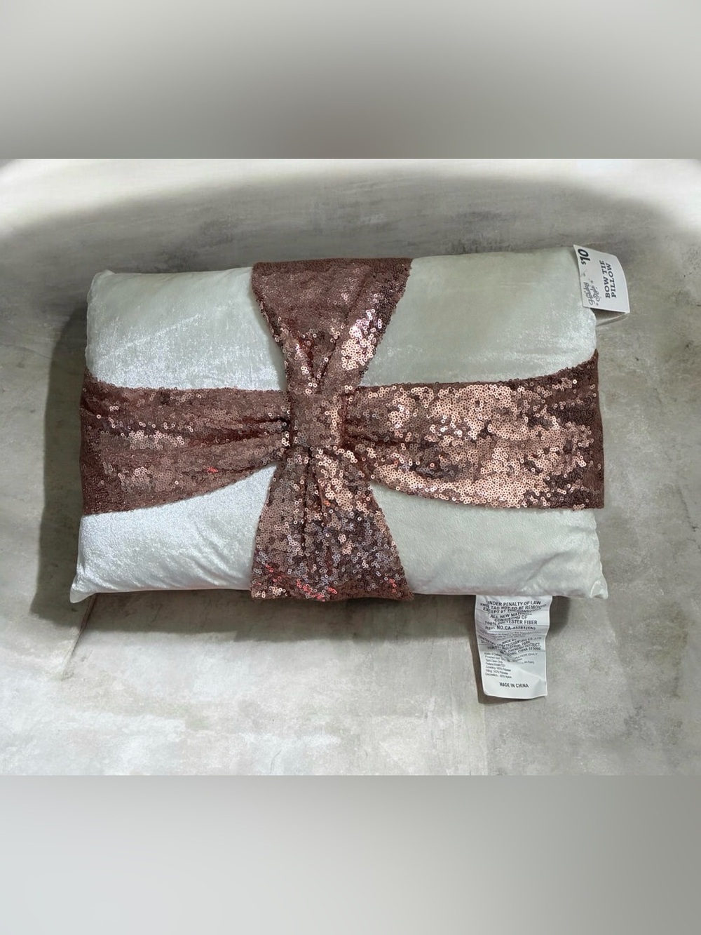 Sequin Accent Lumbar Pillow - Rose Gold on Cream